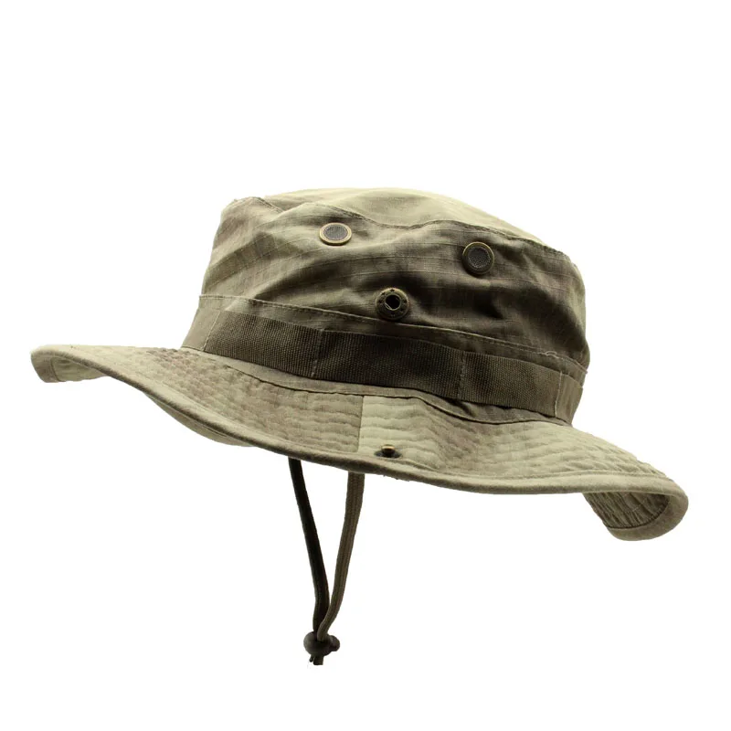 

Outdoor Ruin Grey AU Benny Hat Round Border Tan Large Brim Tactical Foldable Camouflage Cap