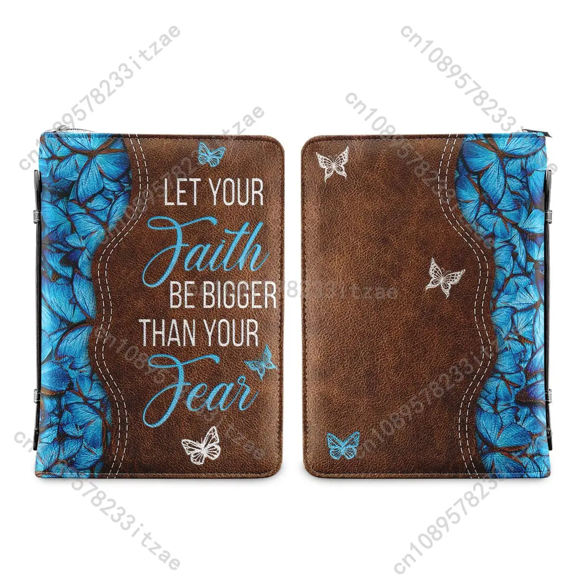 Women's Handbags Let Your Faith Be Bigger Than Your Fear Poetry Print Bible Storage Bags for Ladies Zippered Handle Church Boxes