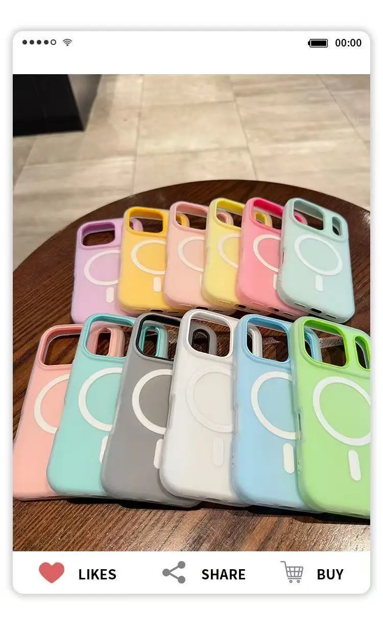 حافظة مغناطيسية فاخرة بلون الحلوى 2IN1 لهاتف آيفون 17 Air 17Pro 17 Pro Max Magsafe شحن لاسلكي غطاء شفاف غير لامع مقاوم للصدمات