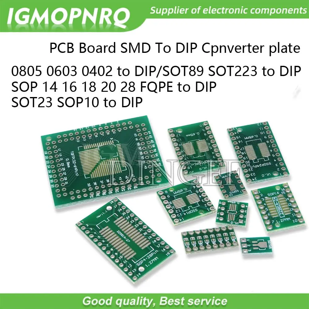 10PCS PCB Board Kit SMD Turn To DIP Adapter Converter Plate SOP MSOP SSOP TSSOP SOT23 8 10 14 16 20 28 SMT To DIP dingef