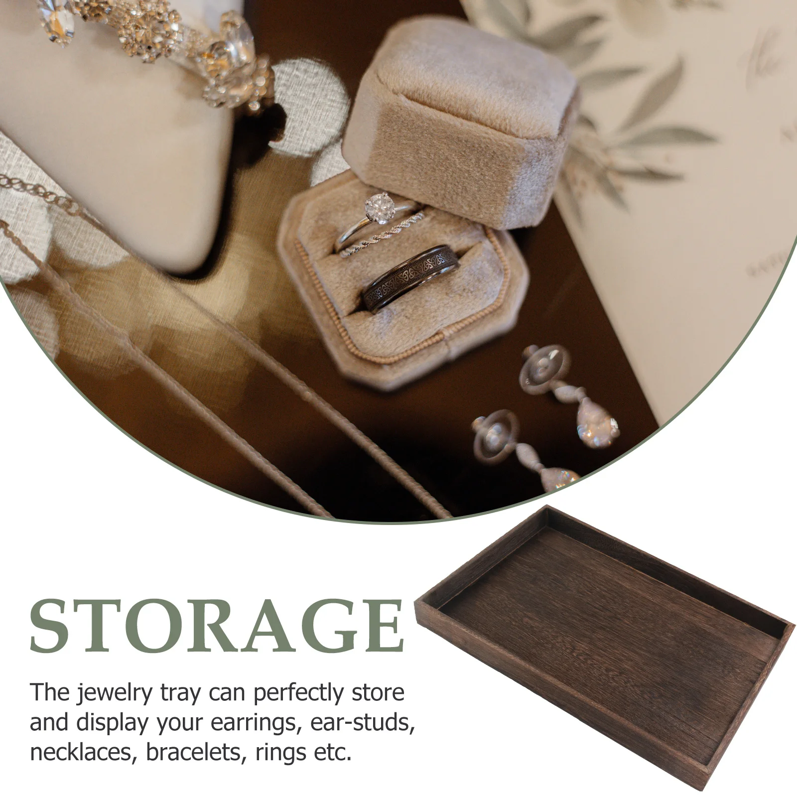

Wooden Jewelry Storage Tray Smooth Design For Ring Earring Organizer Dresser Tray Household Jewelry Holder Trinket Plate Display