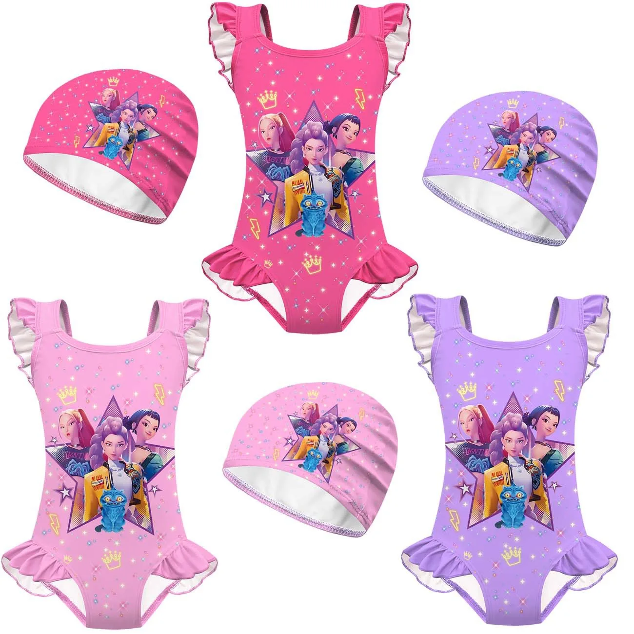 Kpop Swimsuit for Girls k-pop One Piece Swimsuits Toddler Girls Bathing Suit Set