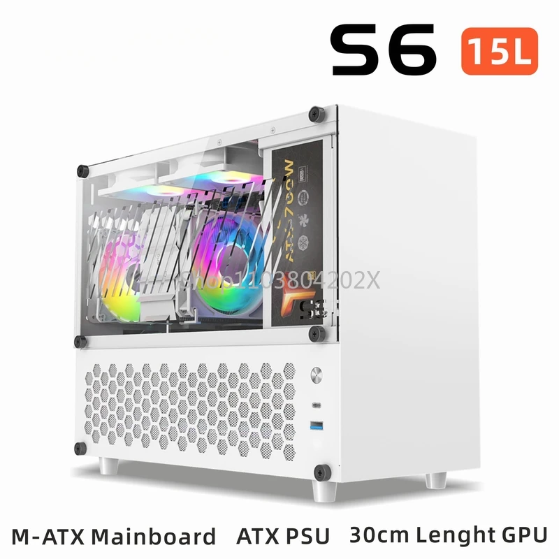 METALFISH-S6 bilgisayar kompakt beyaz kılıf, oyun PC şasi, destek 31cm, GPU, MATX anakart, ATX, SFX, PSU, orta kule soğutucu