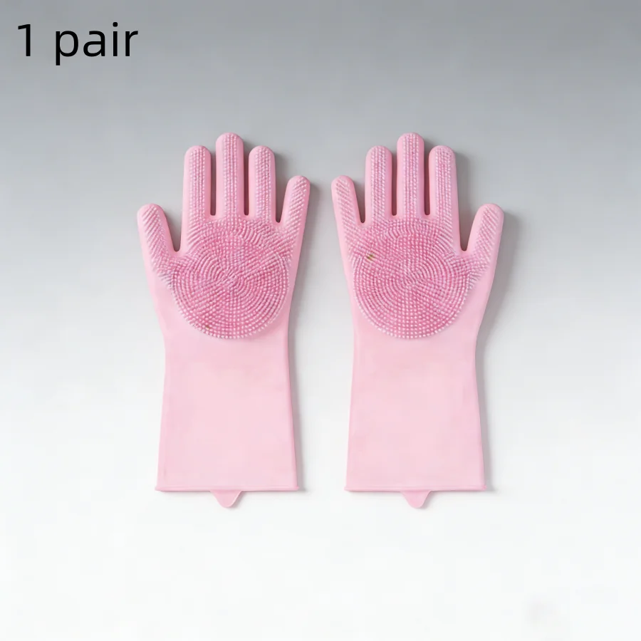 

A pair of Non-Slip Extended Cuff Silicone Gloves, Thickened Heat Resistant Easy to Clean for Household Chores.