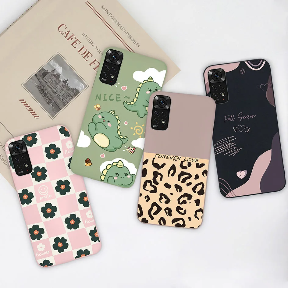 For Xiaomi Redmi Note 11 Phone Case New Luxury Literary Cute Dinosaur  Heart Pattern For Xiaomi Redmi Note 11S Funda 6.43 Inches