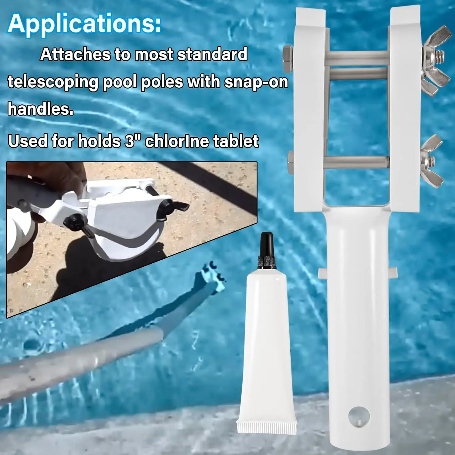 TML 542068 Tablet Holder Pole Accessory with Snap-Adapt Handle Fits Most Standard Telescopic Pool Poles