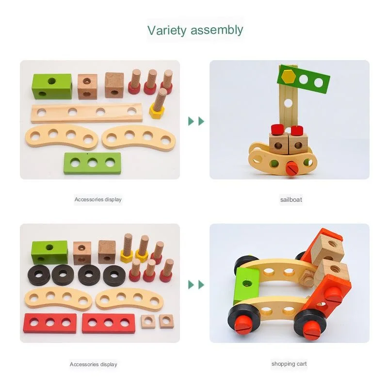 Wooden diy disassembly tools simulation screws and nuts educational building blocks assembled wooden toys surprise gift for kids