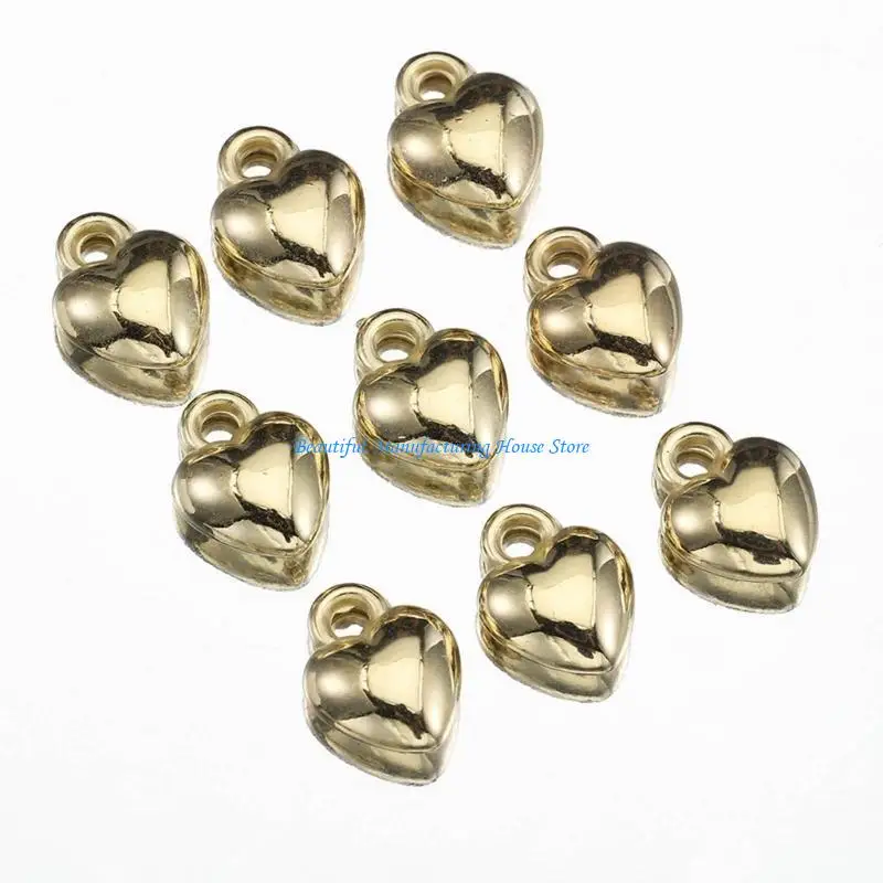 

E56A 100pcs Heart Charm Pendants 14x12x7mm Love Loose Beads for DIY Jewelry Necklace