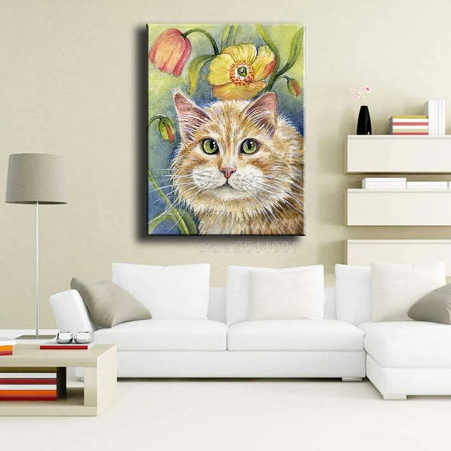 Ever Moment Diamond Painting Animal Cat With Floral DIY Full Square Resin Drill Decoration Embroidery Mosaic Handmade S2F2704