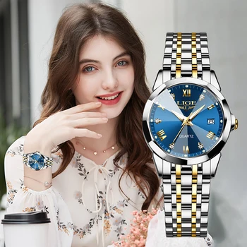 LUIK Top Luxe Elegant Horloge voor Vrouwen Waterdicht Lichtgevende Datum Dameshorloge Roestvrij Staal Quartz Dameshorloges Meisje Reloj