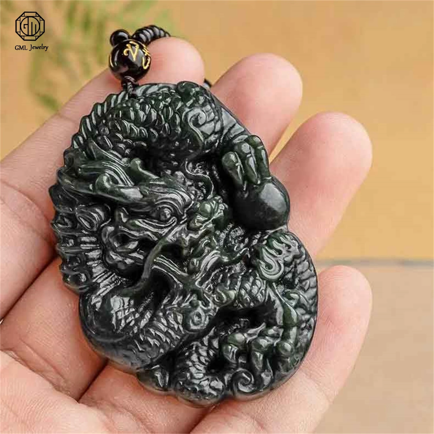 

Natural Grade A Jadeite Black Jade Overlord Pixiu Money Ruyi Ice Pendant Couple Pair Wealth Guardian Jade Pendant Jewelry Gift