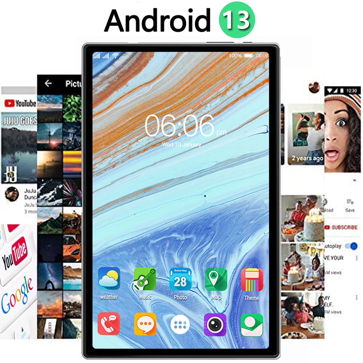 BDF Android-tablet-pc 10,1 inch Octa Core 8 GB RAM 256 GB ROM 4G LTE 5G Telefoongesprek Dual SIM-tablets 8000 mAh Metalen omhulsel Android 13