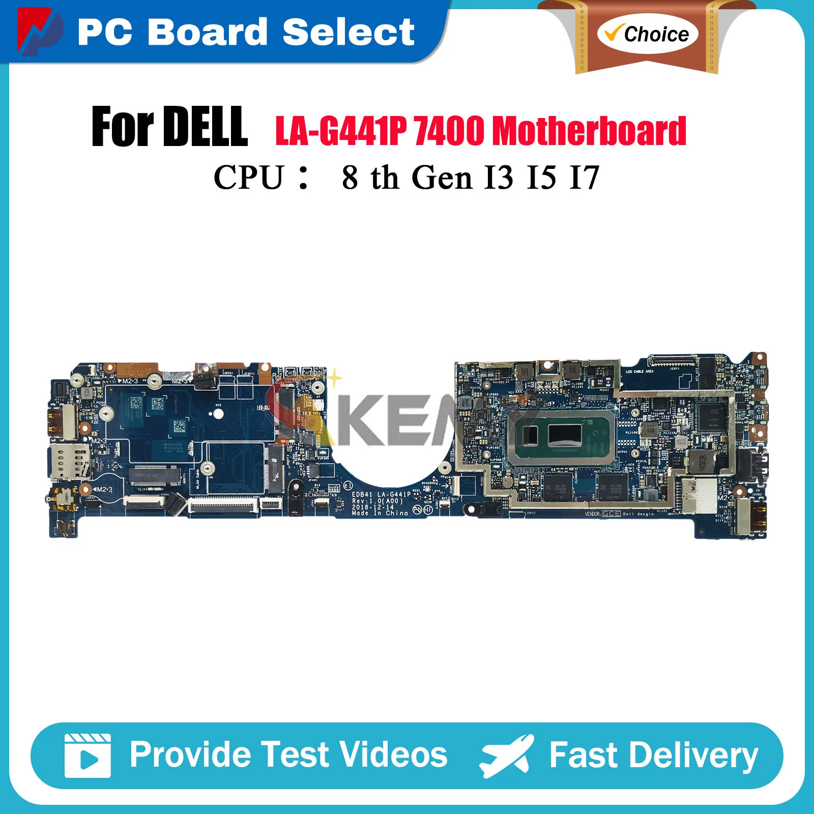 

Laptop Motherboard For Dell Latitude 7400 LA-G441P with i5 i7 8th gen CPU 8G 16G 0R5P25 54PCJ 100% Fully Tested