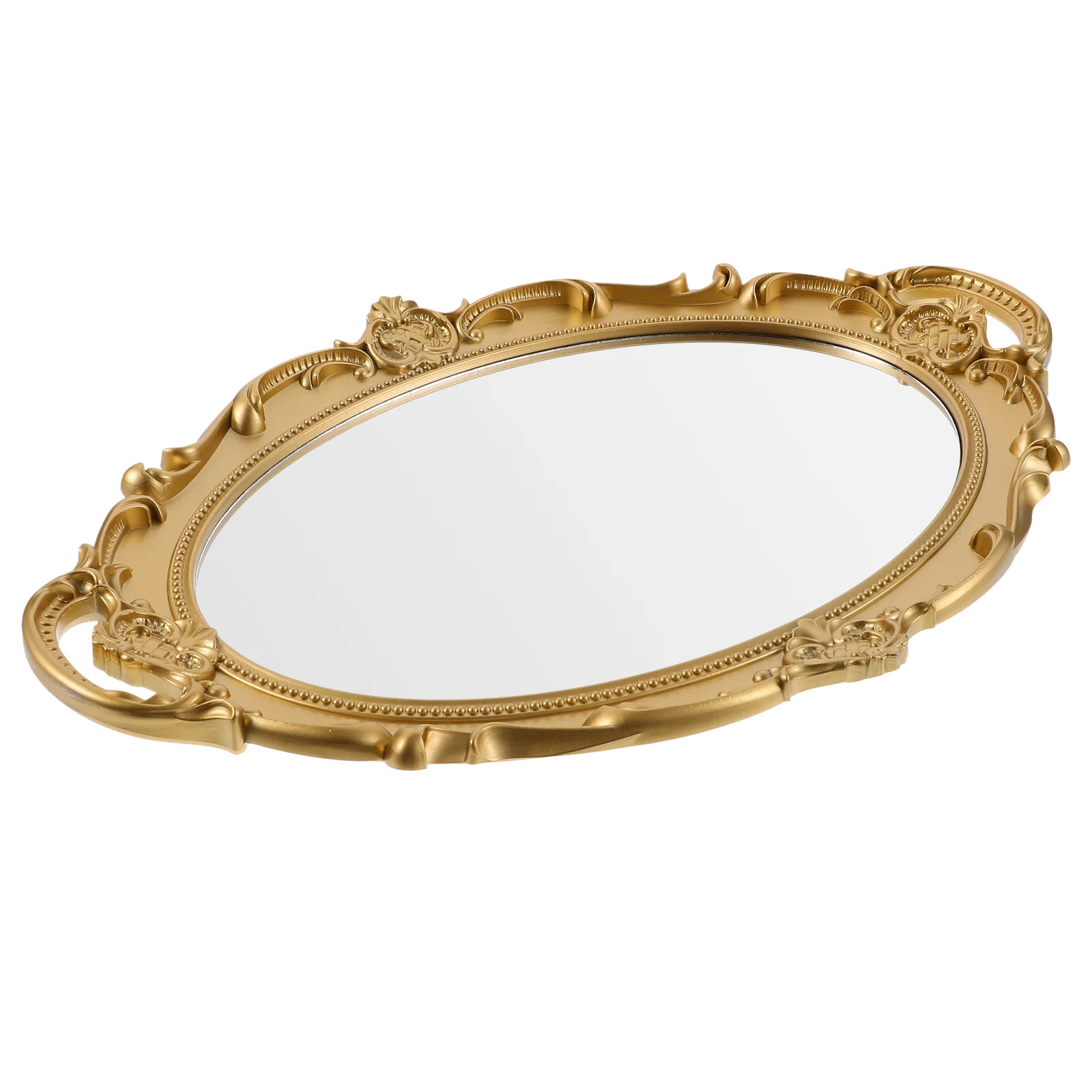 กระจกแต่งหน้าสไตล์วินเทจแบบยุโรป ทำจากเรซิ่นและกระจก ตั้งพื้นได้ เหมาะสำหรับห้องนอน ห้องน้ำ ตกแต่งผนังบ้าน และโต๊ะเครื่องแป้ง