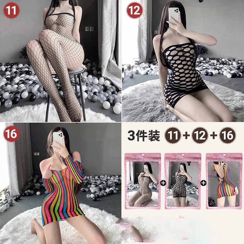 

Выдалбливают чулки для тела, новинка, 3 компл./упак., женское сексуальное эротическое белье с вырезами, порно, ажурное сетчатое боди, женский Тедди с открытой промежностью