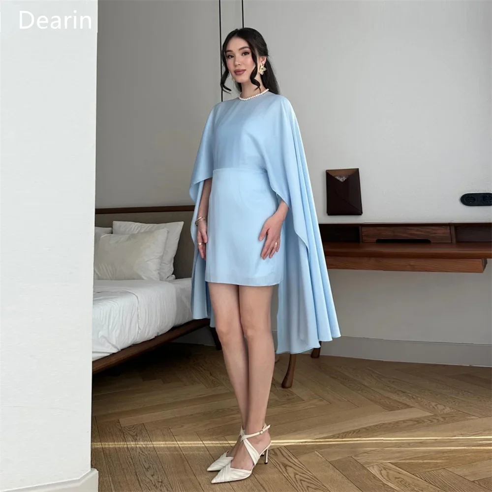 

Customized Formal Dress Prom Women Dearin Scoop Neckline A-line Hi-Lo Length Skirts Draped Stole Bespoke Occasion Dresses Evenin