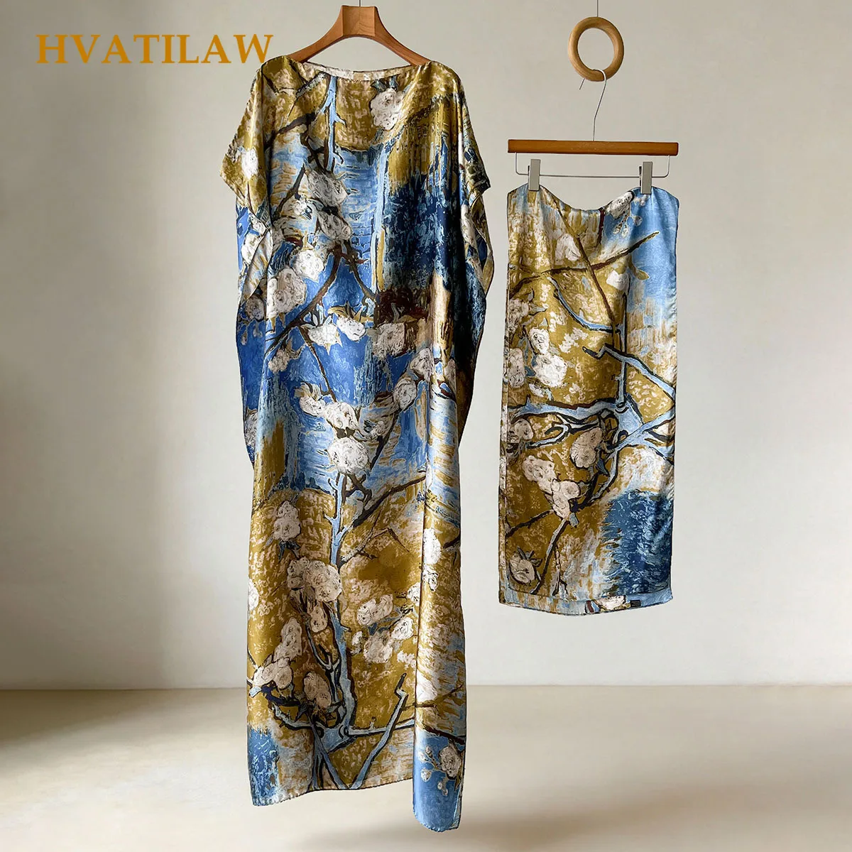 Women Summer Oil Painting Print Design Dress Silk Scarf Shawl Sun Protection Beach Towel Ladies Headscarve Cape Robe Turban Suit