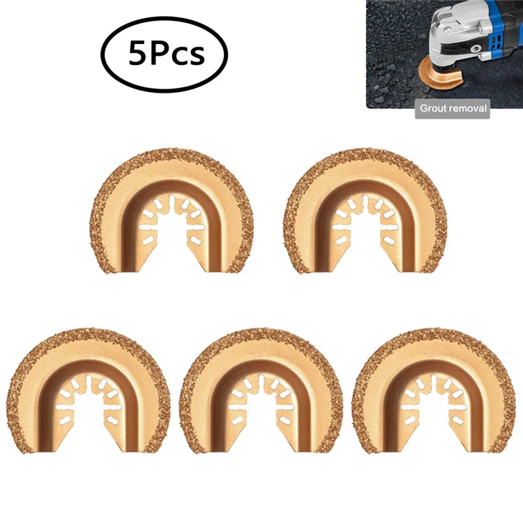

5Pcs Carbide Semi-Circular Oscillating Saw Blades, Accessories for Woodworking & Cutting, Suitable for Bosch, Makita, Fein