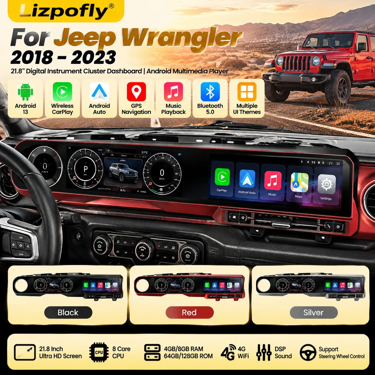 For Jeep Wrangler 2018-2023 21.8