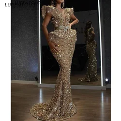 Party Dress Women Spring Autumn Sexy Tassel Sequin Sleeveless O-neck Slim Banquet Dinner Ladies Long Cloth Lugentolo