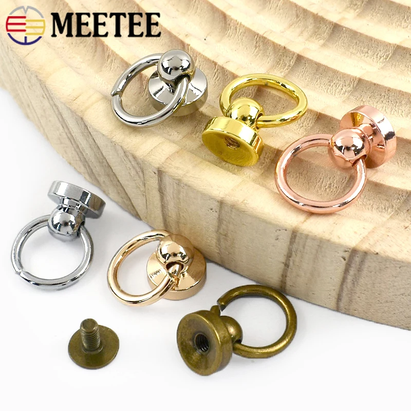 

30/50Pcs 8/10mm Metal Button with Screw O Ring Rivets Stud Fasteners Nail Cap Round Head Rivet Purse Case Phone Bags Accessories