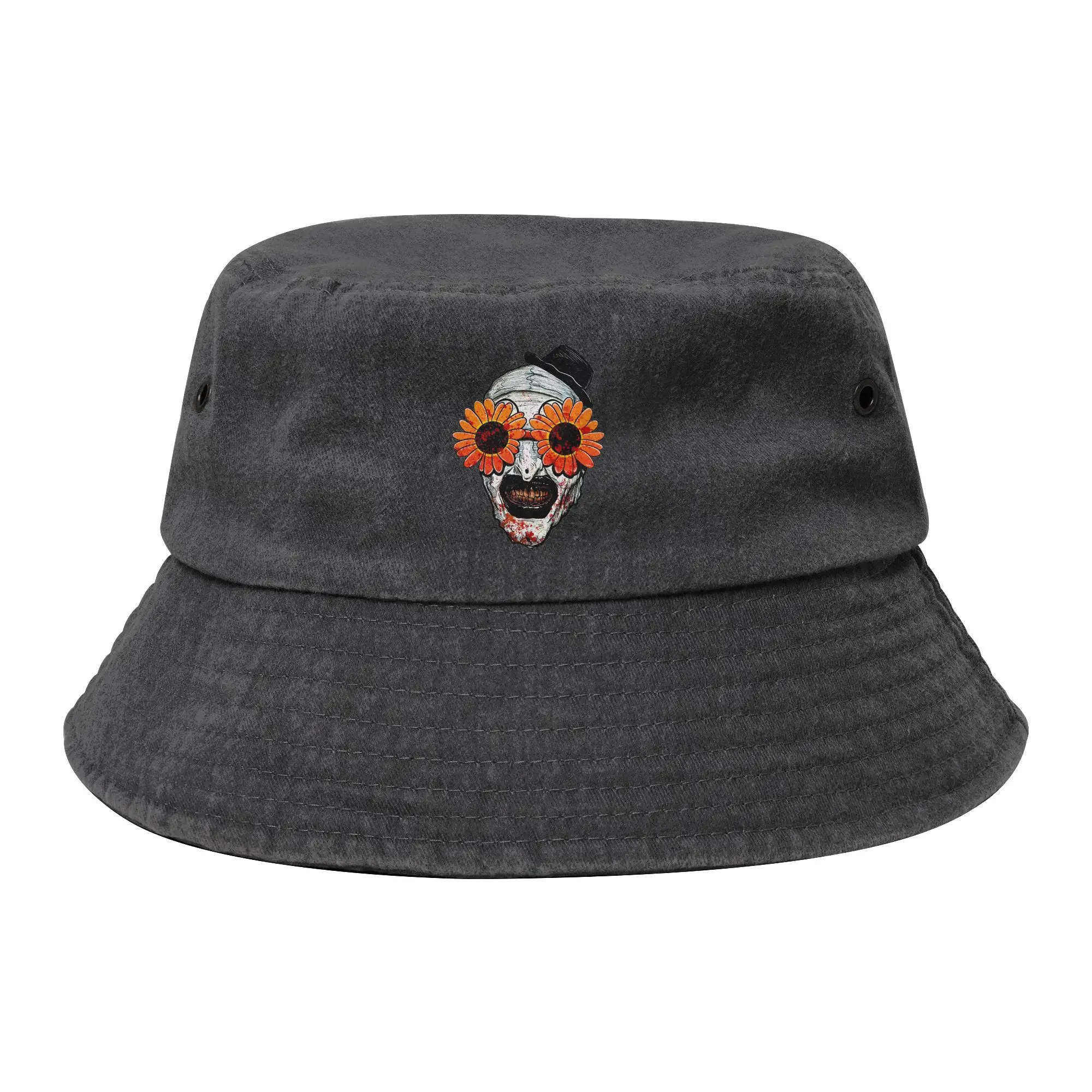 Vocation Getaway Headwear Art The Clown Terrifier 2 Sunflower Sunglasses Bucket Hat Trendy Sun Hat Boonie Hat Fishing Hats