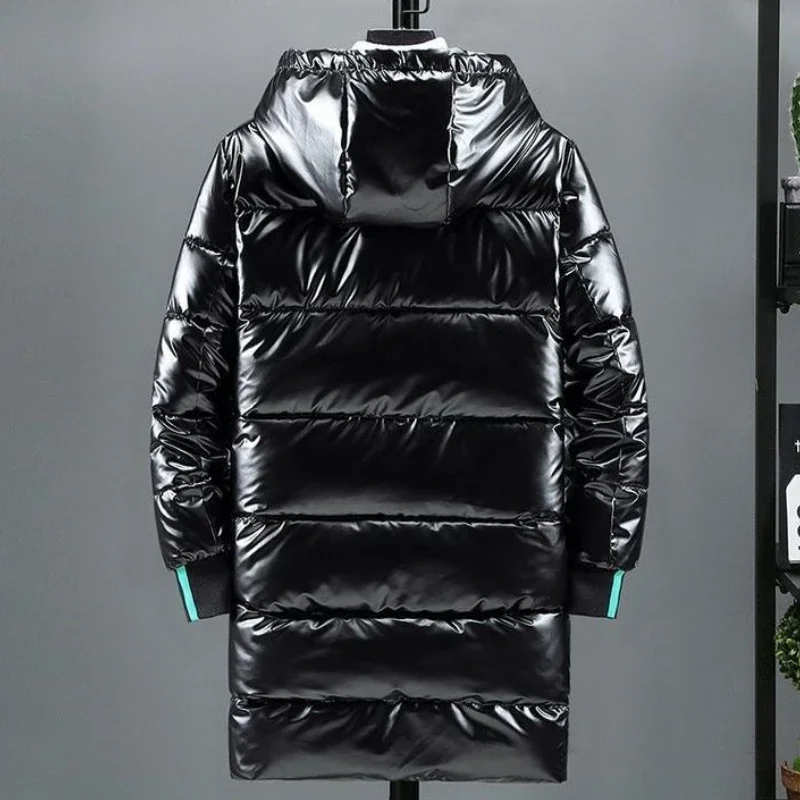 

​ Водостойкая пуховая хлопковая куртка для мужчин, новинка 2023 года, зимнее утолщенное глянцевое теплое модное длинное пальто в корейском стиле ​