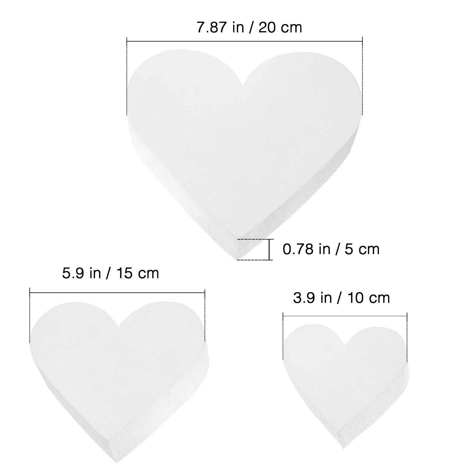 3Pcs Cake Dummies Heart Shape Foam Bakery Display Reusable Fondant Practice Decorative Fake Cake Supplies Lightweight