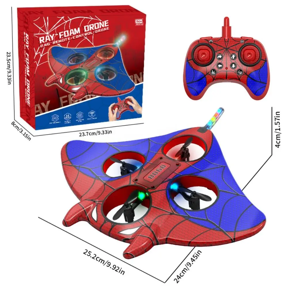 เครื่องบินบังคับวิทยุแบบโฟม โรลสตั๊นท์ 2.4GHz 4CH RC สไปเดอร์ควอดคอปเตอร์ ไฟเท่ ทนทานต่อการชน เครื่องบินรบบังคับวิทยุสำหรับผู้ใหญ่