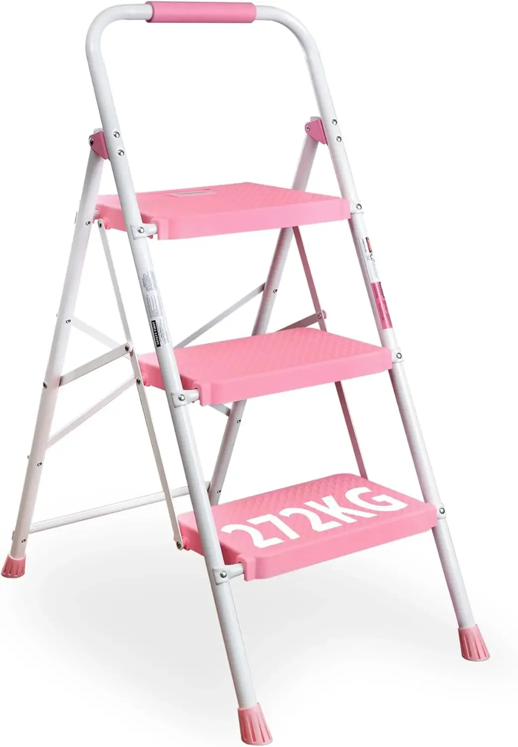 （Free shipping）   Ladder with Non-Slip and Wide Pedal, Small Ladder with Handle, Sturdy Steel Ladder, Lightweight and Porta