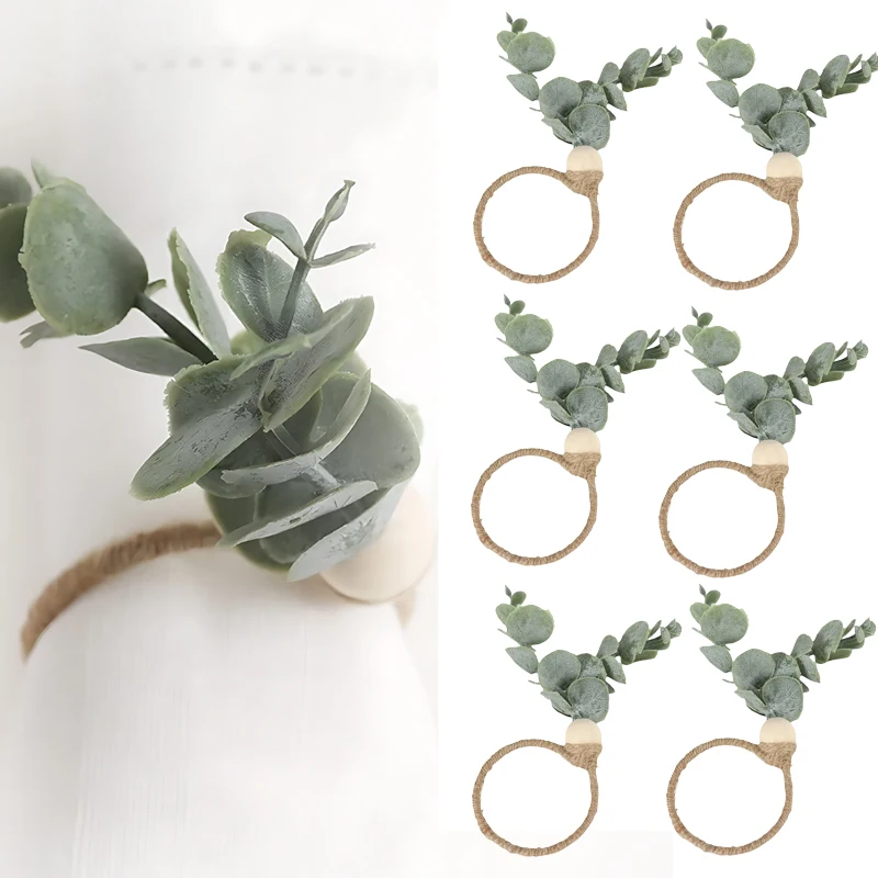 

1-48PCS Napkin Ring Eucalyptus Leaves Napkin Ring Fruit Napkin Ring Restaurant Banquet Table Simulation Leaves Napkin Buckle