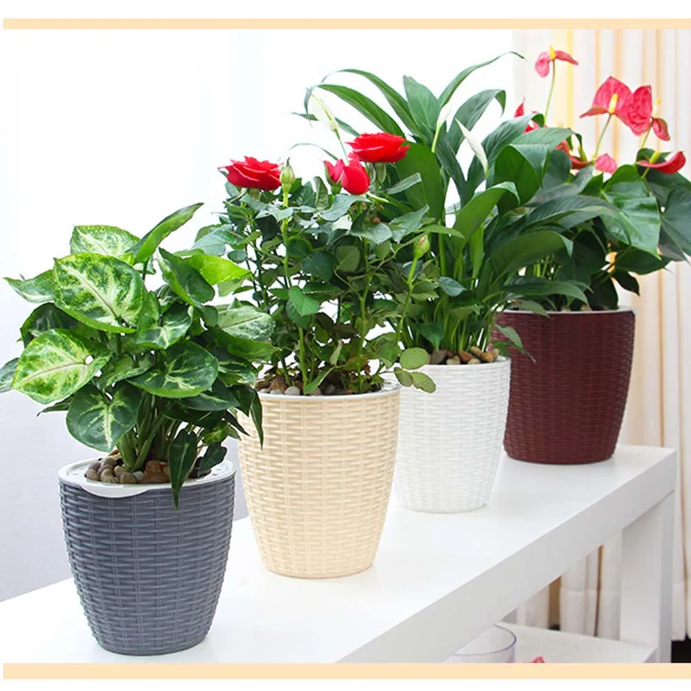 

Plastic Rattan Flower Pot, Storage Basket, Flower Pots, Indoor Plant Flower Cover, Home Garden Supplies, Decorative Planters