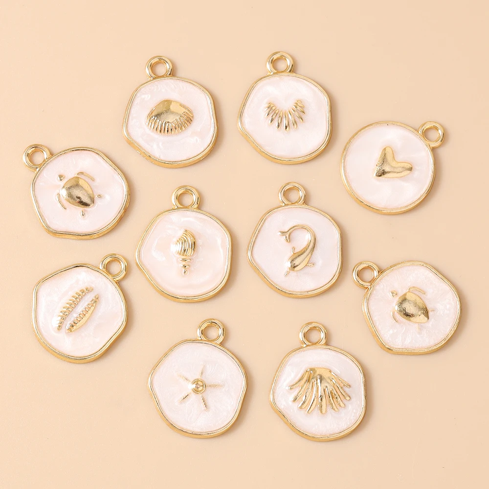 Leslie 20 Stück goldfarbene Meereslebewesen-Anhänger Fisch Seestern Muschel Anhänger für Halskette Armband Ohrringe DIY Schmuckherstellung Handwerk – Detail 2