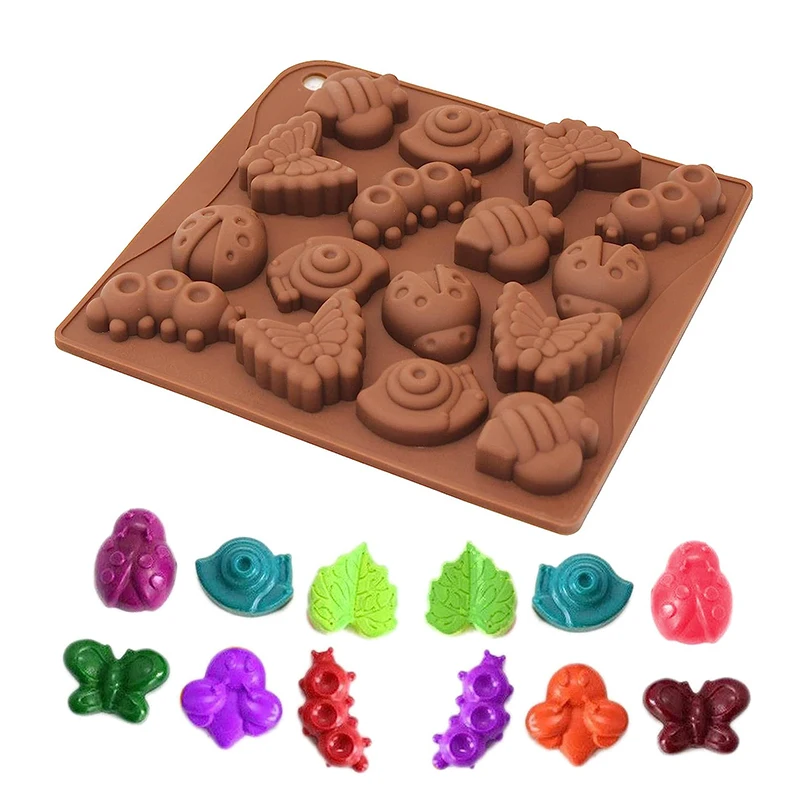 Insect Silicone Mold Butterfly Snail Ladybug Bee Bug Ice Cube Tray For Chocolate Candy Crayon Wax Melts Soap Cupcake Topper