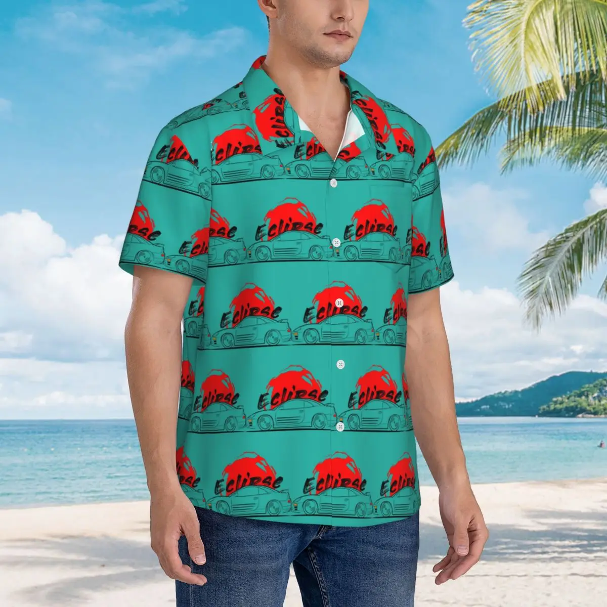 

Eclipse 3 3G ECLIPSE Hawaiian Shirts Fashion Men Short Sleeve Shirt for Summer Beach Men's Button Tops