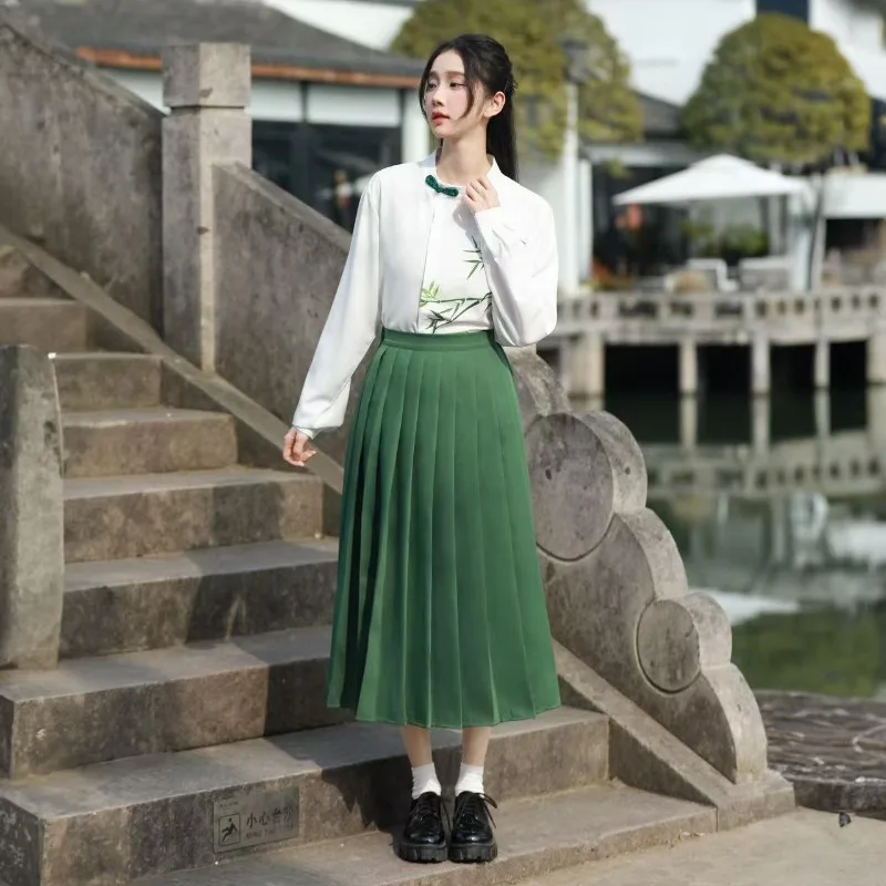 2025Fashion Temperament New Chinese Style Red Song Dress Set for College High School Graduation Poetry Recital Choir Performance