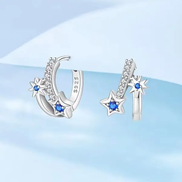 

New 925 Sterling Silver Meteor Earrings Sparkling CZ Zircon For Women Girls Adorable Birthday Cute Jewelry Gifts