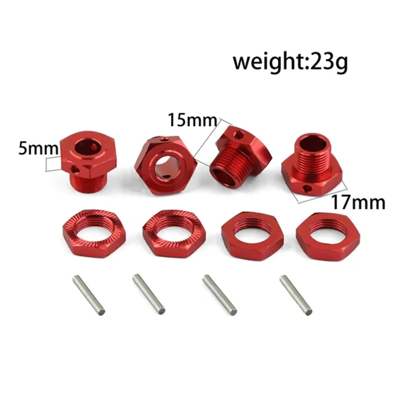 RC Car Metal 17mm Wheel Hex Hub Adapter with Nut for Arrma 1/7 Infraction Limitless Felony 6S 1/8 Typhon 6S RC Car Upgrade Parts