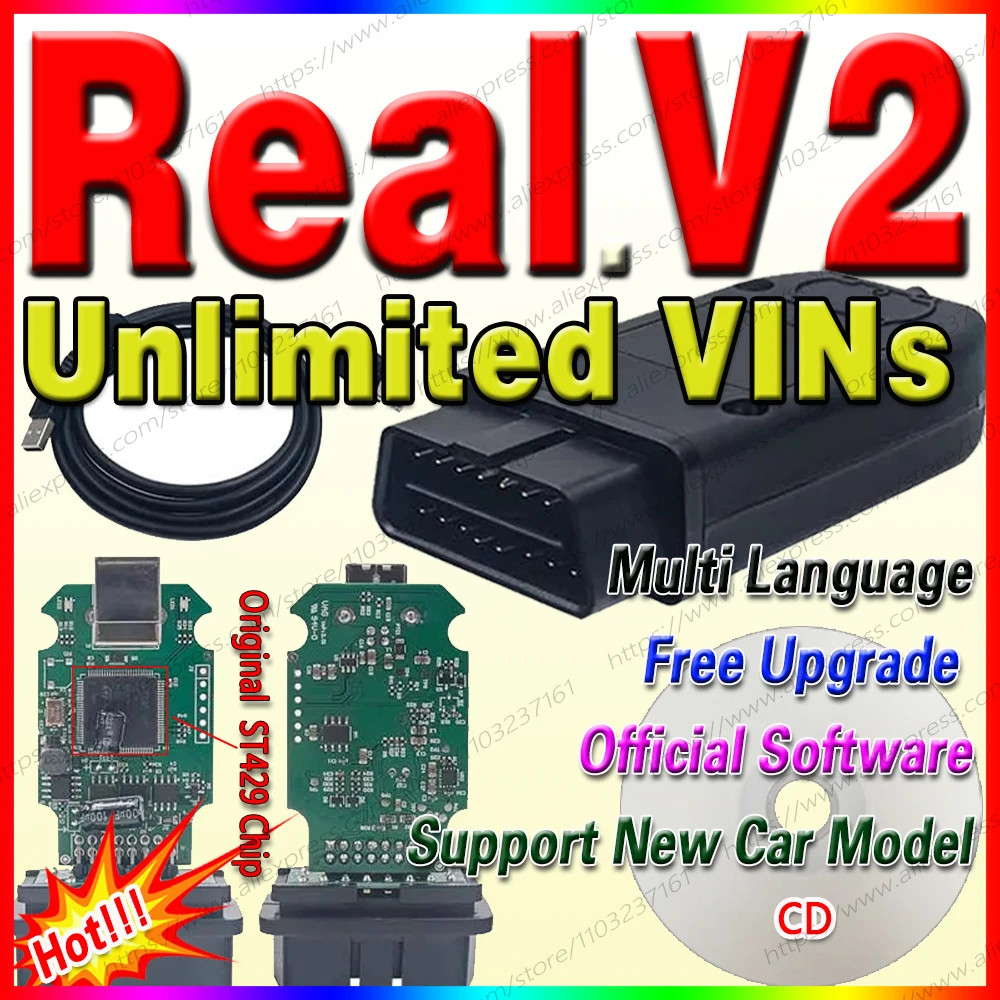 Herramienta de diagnóstico VagCom Real V2, actualización en línea con VINS Vag Com ilimitada, interfaz Usb hexagonal, función de codificación V24.7,
