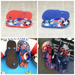 Spiderman Slippers For Boys Summer Girls Sandals Flip Flops Baby Kids Cartoon Captain America Beach Shoes Toddler Shoes Blue Red