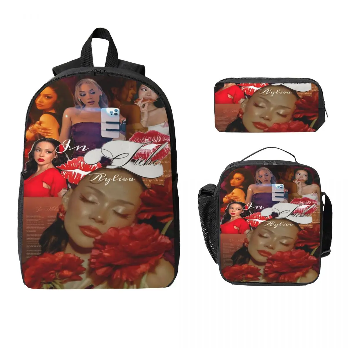 3Pcs Ayliva Singer Tour 2025 Backpack Set for Girls Boys Pen Bags Bookbag Sets with Lunch Box For School Students Daypack