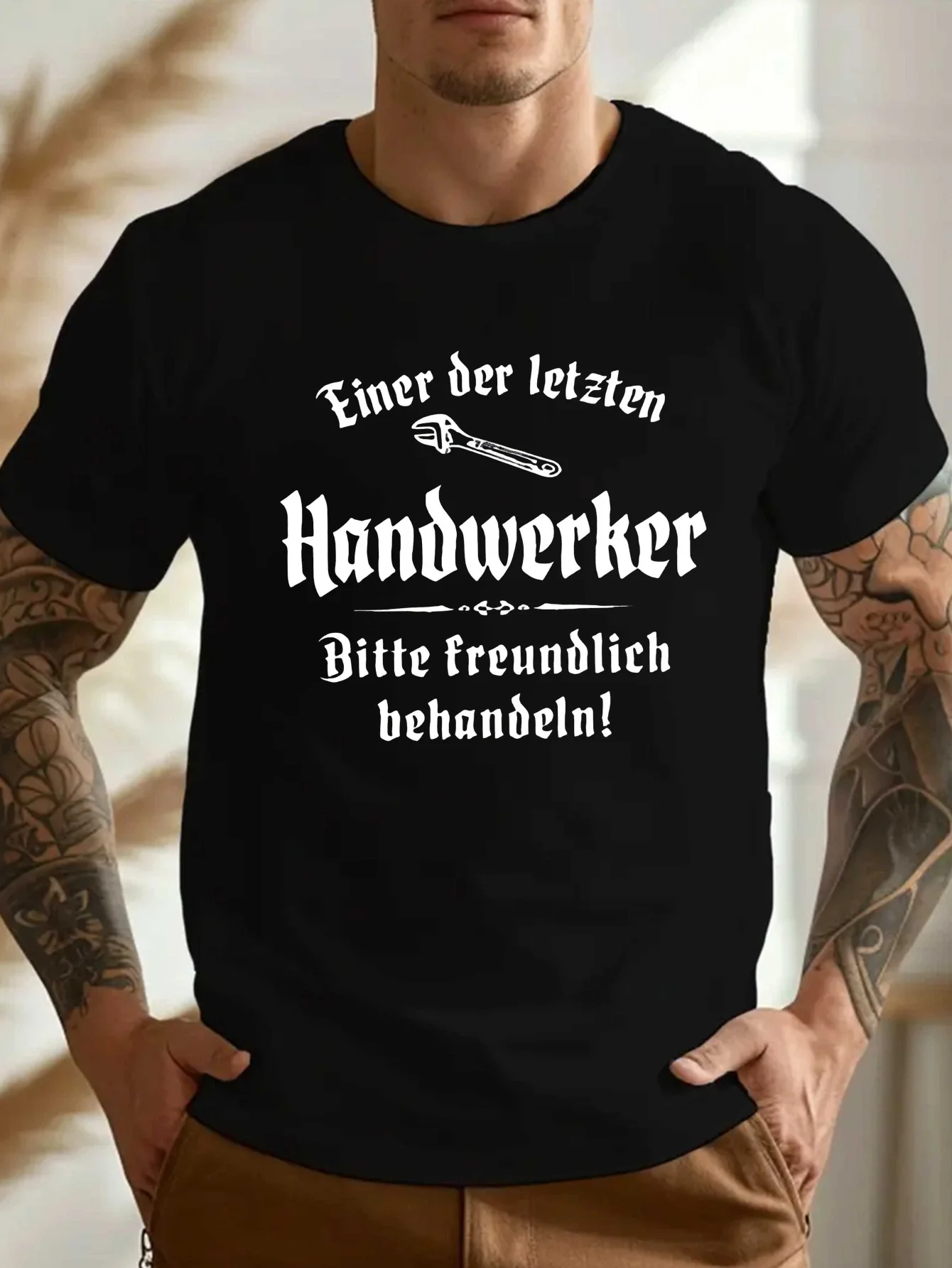 Übergrößes Herren-T-Shirt mit lustigem deutschem Crinkle-Design