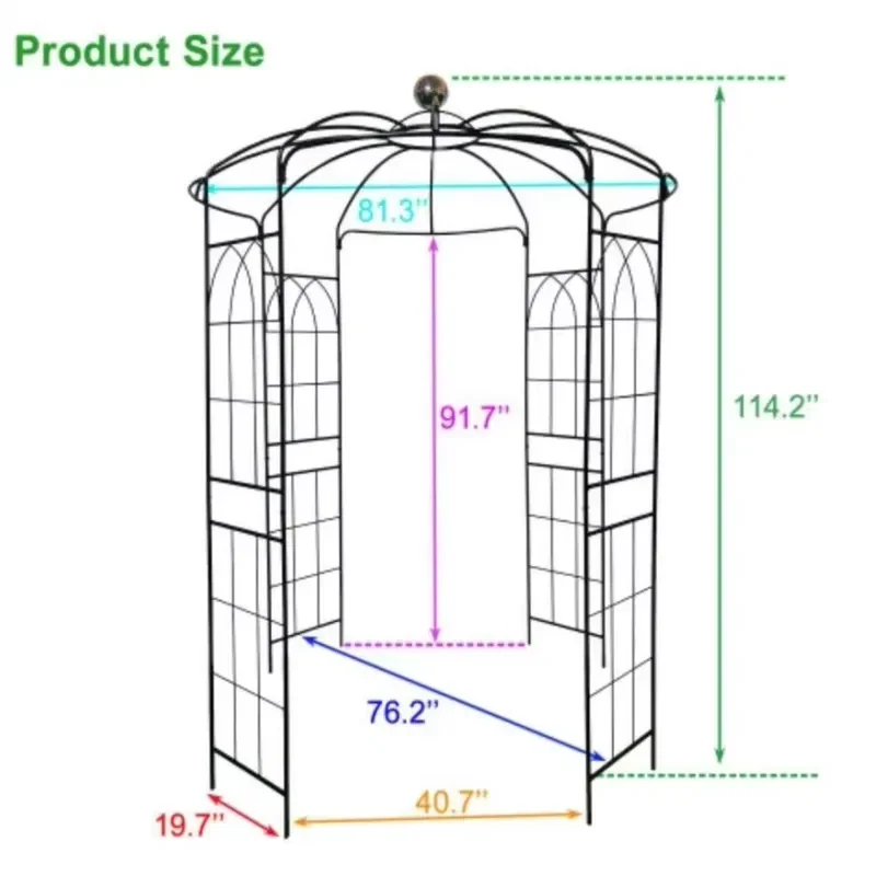 French Style Metal Garden Ornaments Pergola Pavilion Arbor Arch Trellis Wrought Iron Gate and Fence