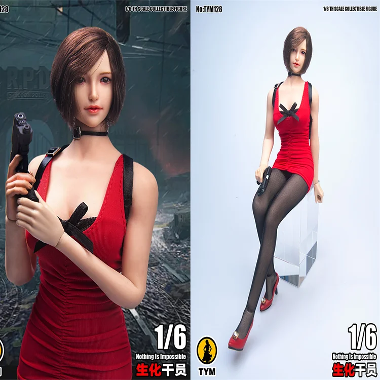 YMTOYS TYM128 1/6 Female Soldier Red Tight Dress Set Model Accessories For 12'' Action Figure Body In Stock Collectible