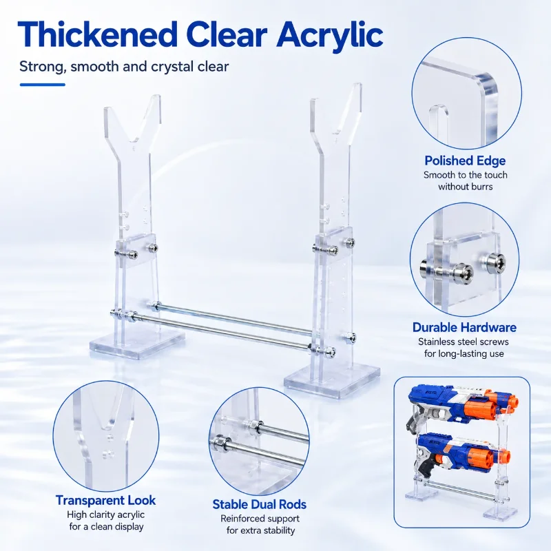 Adjustable Clear Acrylic Model Display Stand, Detachable Transparent Holder for Collection Blaster Decorative Ornaments