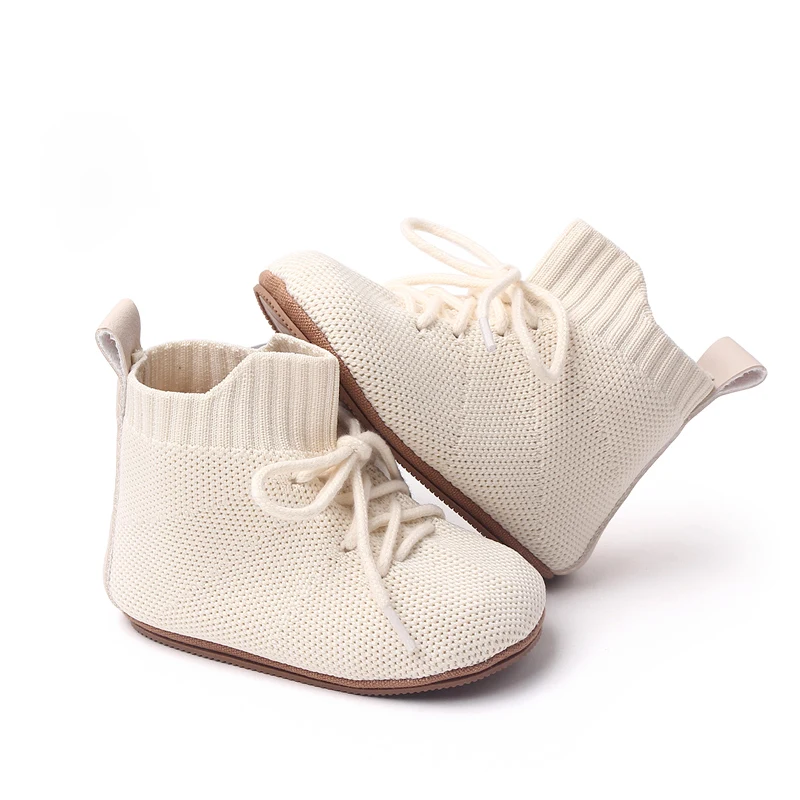 

Baby Boys Girls Cotton Breathable Knitted Shoes Rubber Soft Sole Outdoor Sneakers Toddler Boots