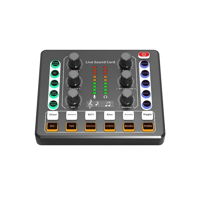 Gaming Audio Mixer, Streaming 4-kanaals RGB Mixer met XLR Microfoon Interface, voor Game Voice, Podcast, AmpliGame SC3