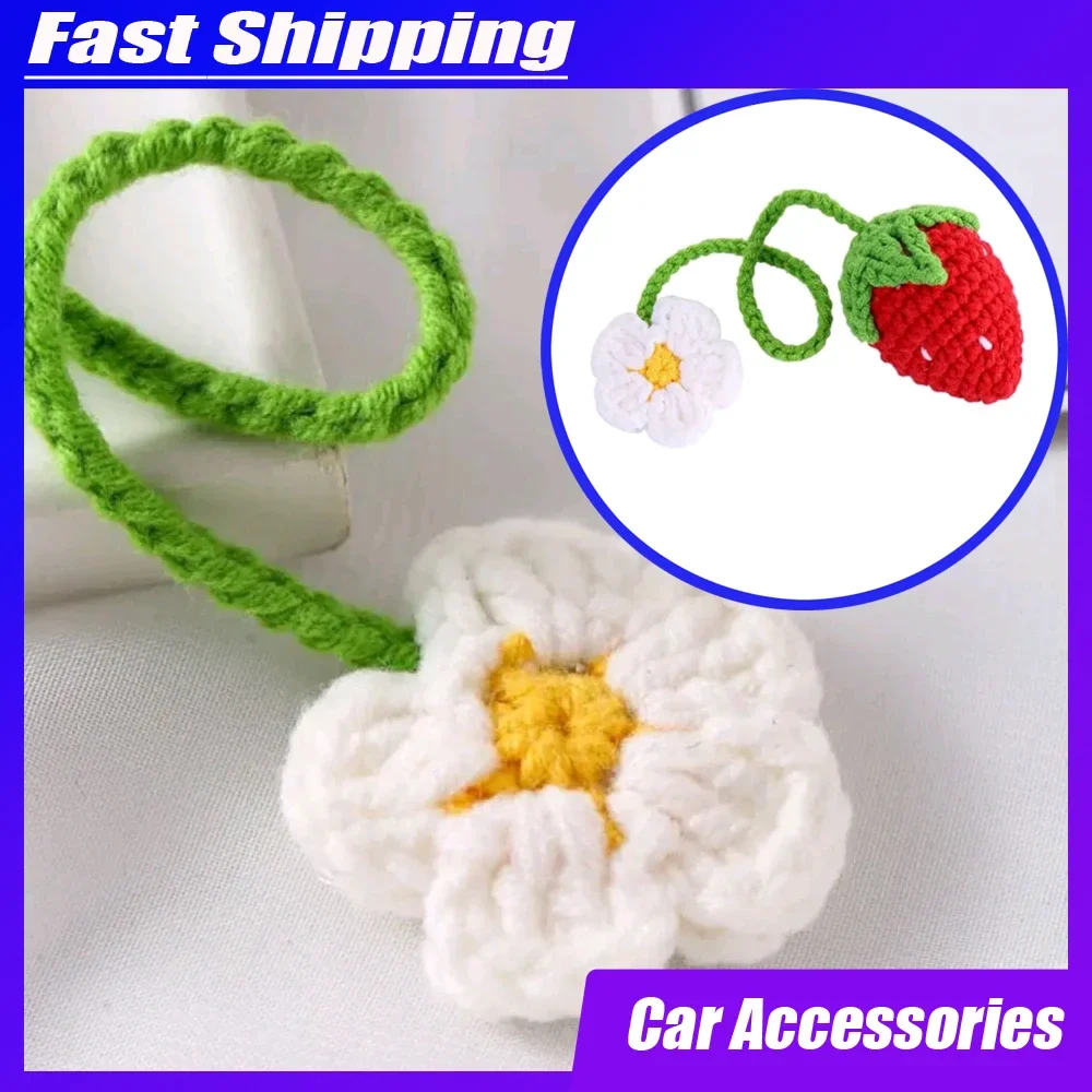 1pc Universal Car Rearview Mirror Decroative Lanyard Auto Interior Pendant Car Strawberry Styling Ornaments Car Accessories