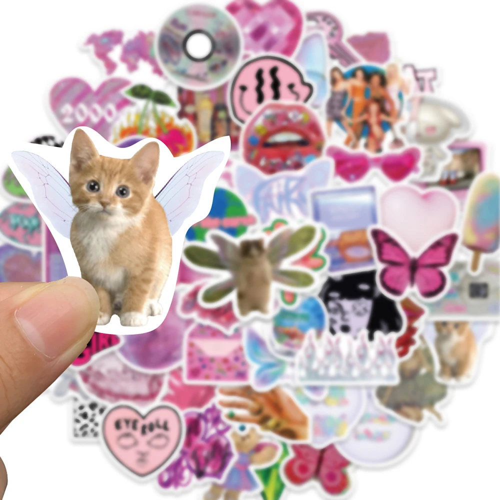 10/30/58pcs Harajuku Girl Y2K Pink Stickers Cool Graffiti Cartoon Decals DIY Skateboard Laptop Phone Suitcase Bike PVC Sticker