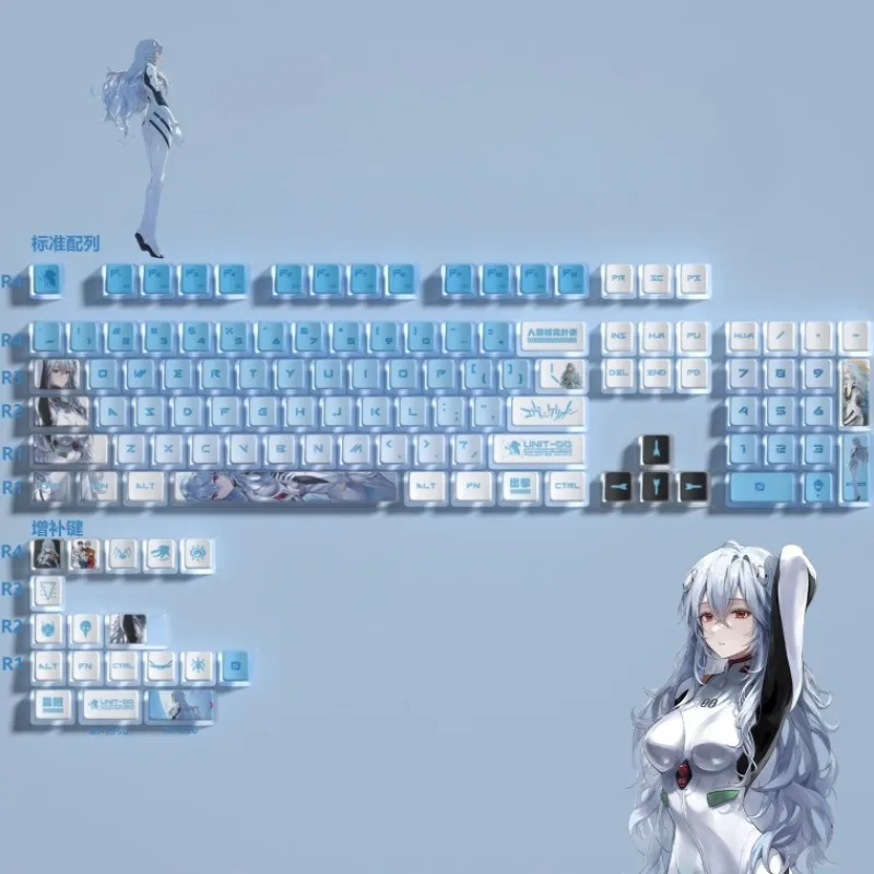 Neon Cute Genesis Classic Evangelion Four-Side Light Transmitting Colorful Sublimation Keycap Custom Personalized Printed Keycap